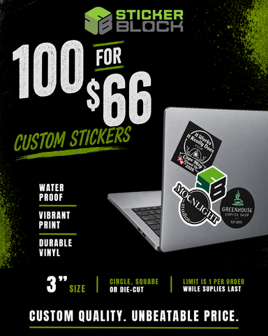 DEAL! 100 Custom 3" Stickers