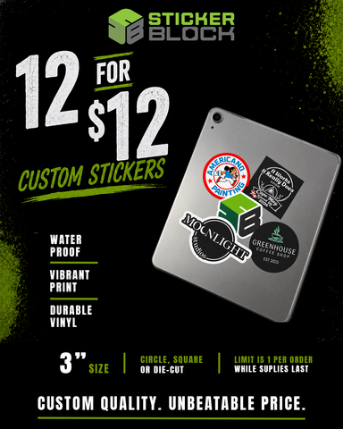DEAL! 12 Die-Cut 3" Stickers